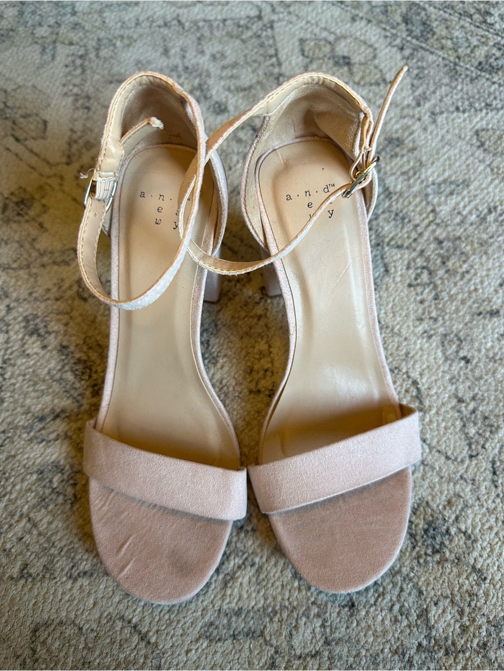 a new day Blush Pink Ankle-Strap Block Heel Sandals